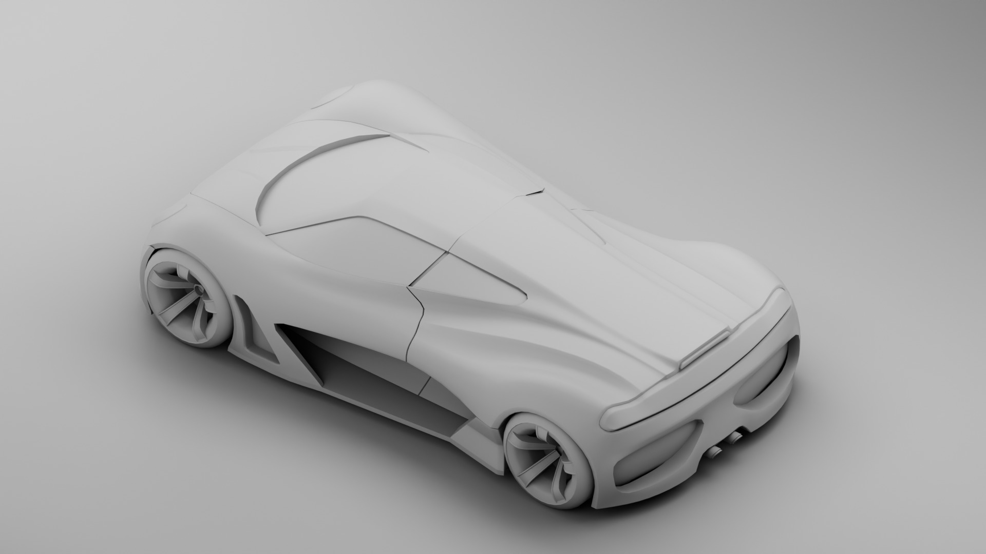 Racing Concept Car - Mid Poly 3D Model with Base Interior Low-poly 3D model_7
