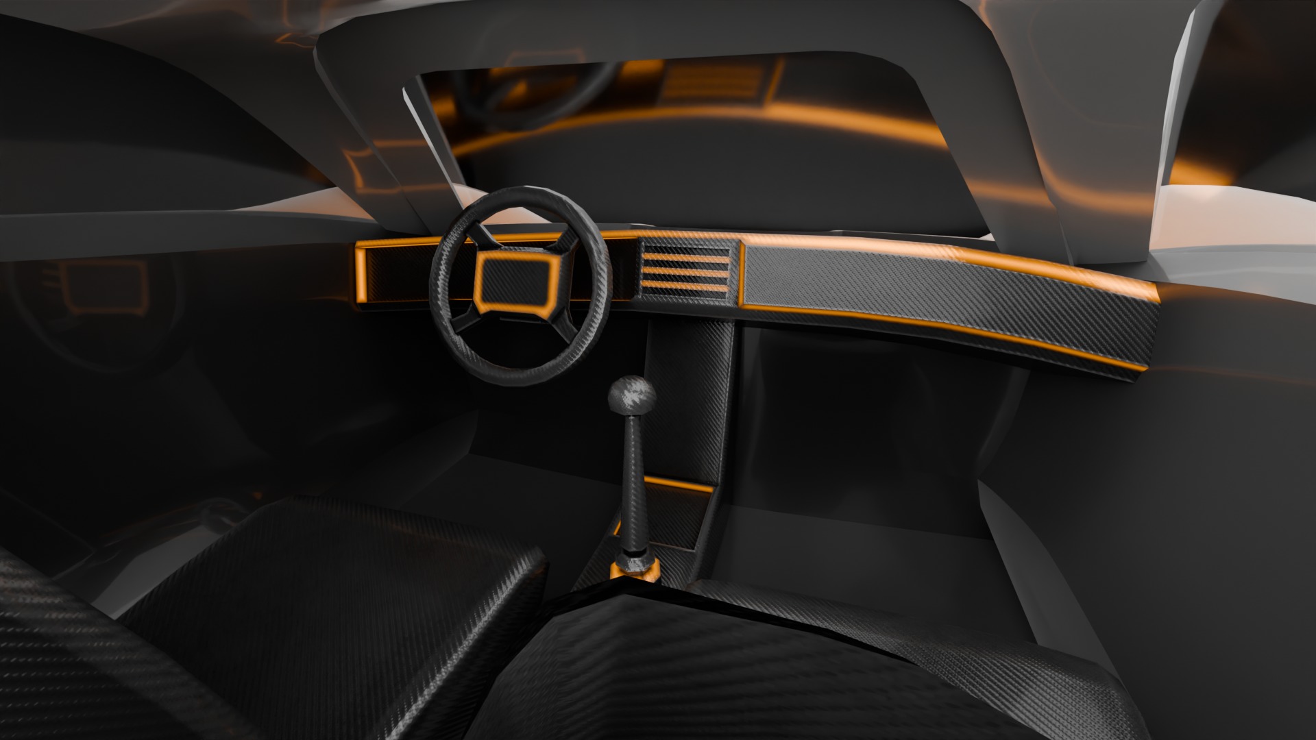 Racing Concept Car - Mid Poly 3D Model with Base Interior Low-poly 3D model_4