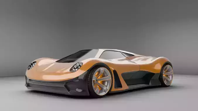Racing Concept Car - Mid Poly 3D Model with Base Interior