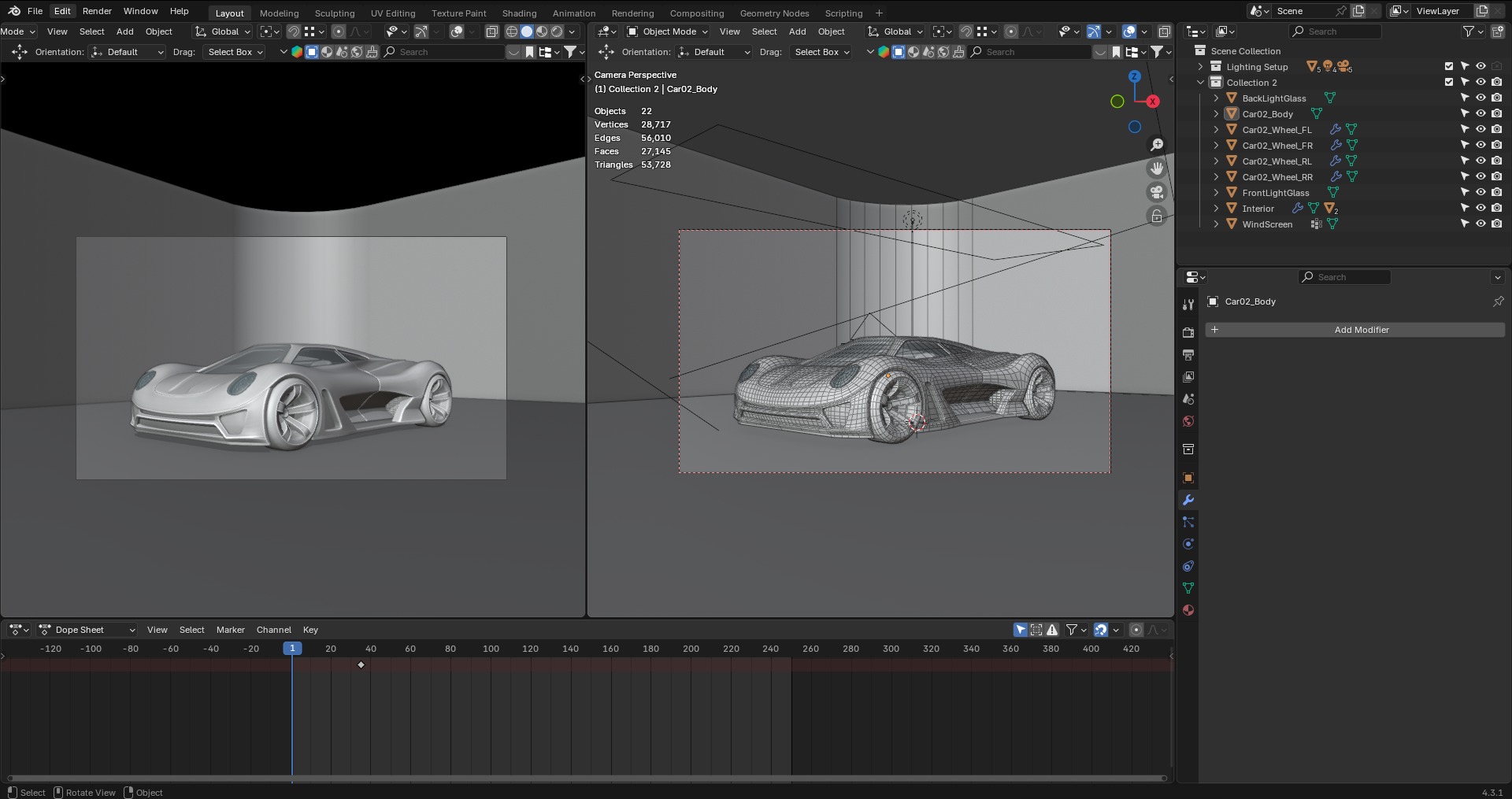 Racing Concept Car - Mid Poly 3D Model with Base Interior Low-poly 3D model_12
