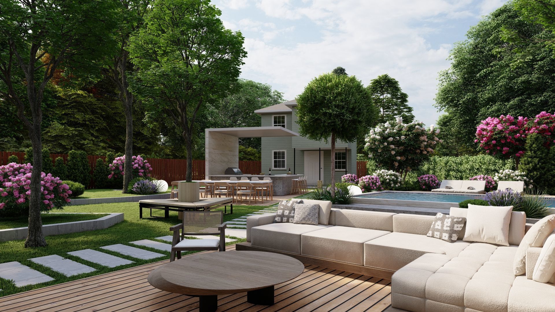 3D Exterior Scene 3D model design garden and landscape 3D 3D model_3