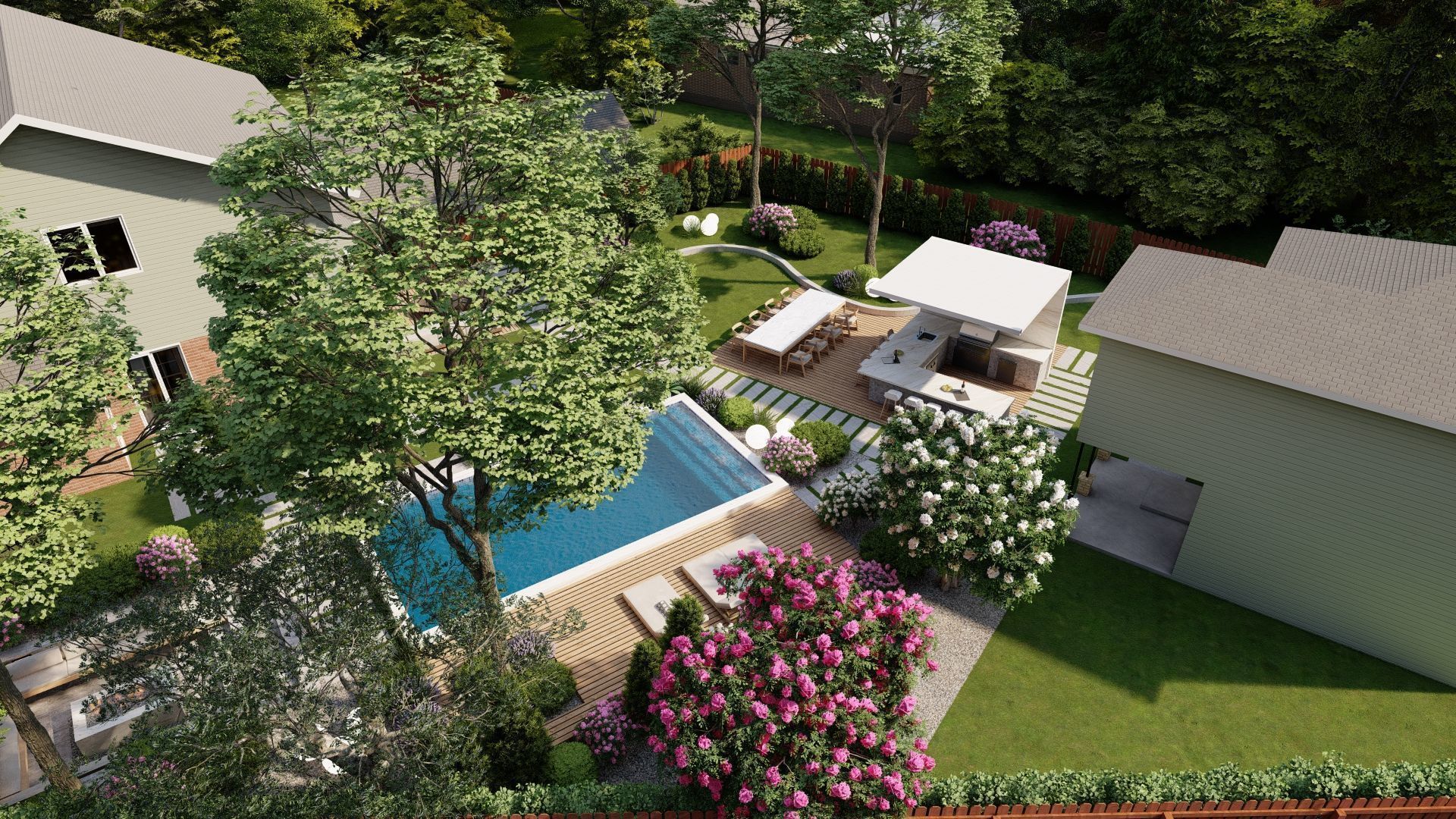 3D Exterior Scene 3D model design garden and landscape 3D 3D model_6