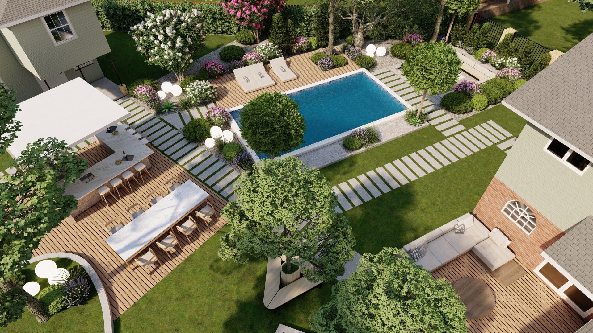 3D Exterior Scene 3D model design garden and landscape 3D 3D model_7