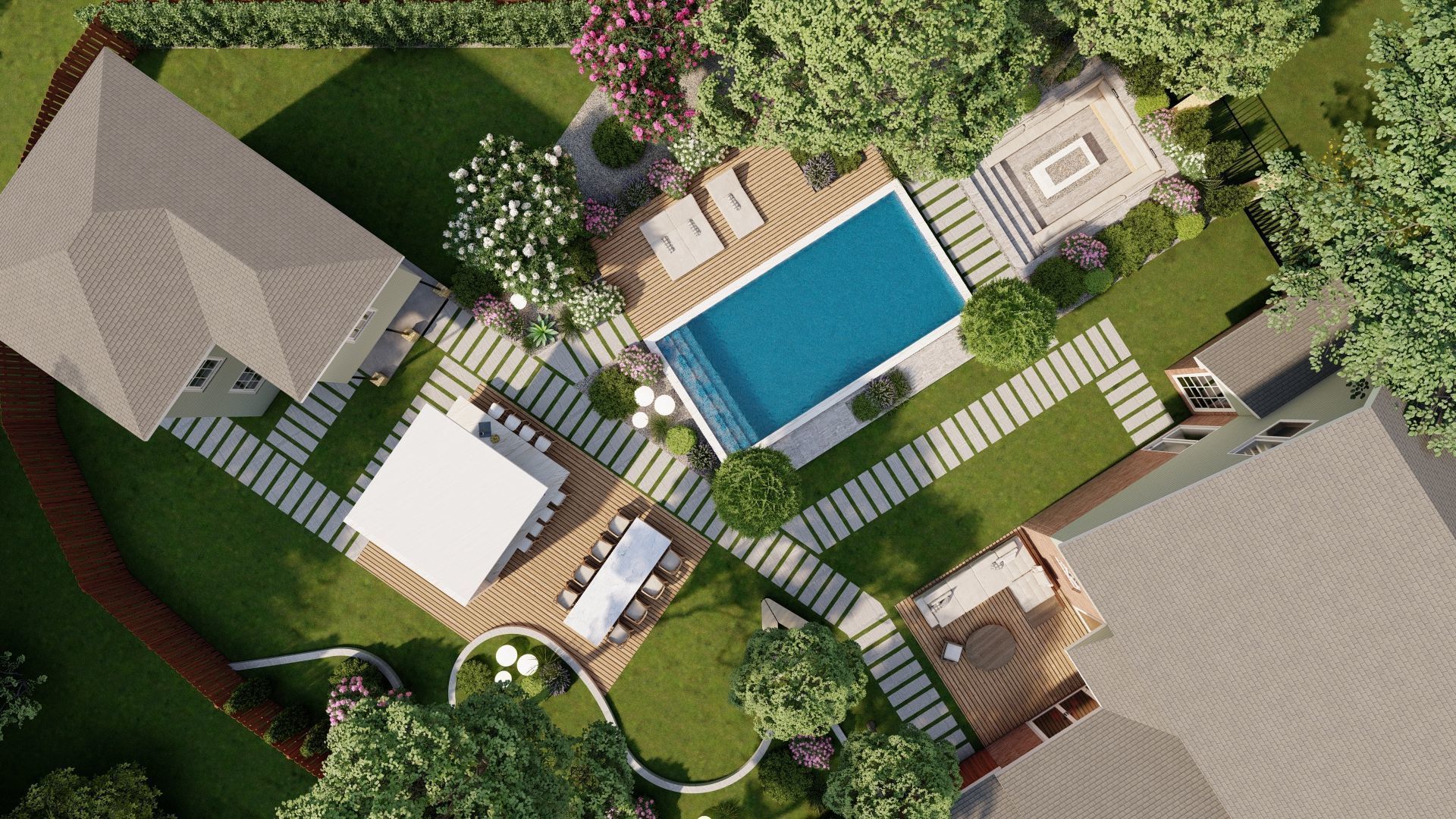 3D Exterior Scene 3D model design garden and landscape 3D 3D model_8