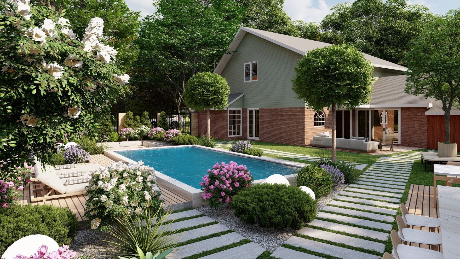 3D Exterior Scene 3D model design garden and landscape 3D 3D model_5