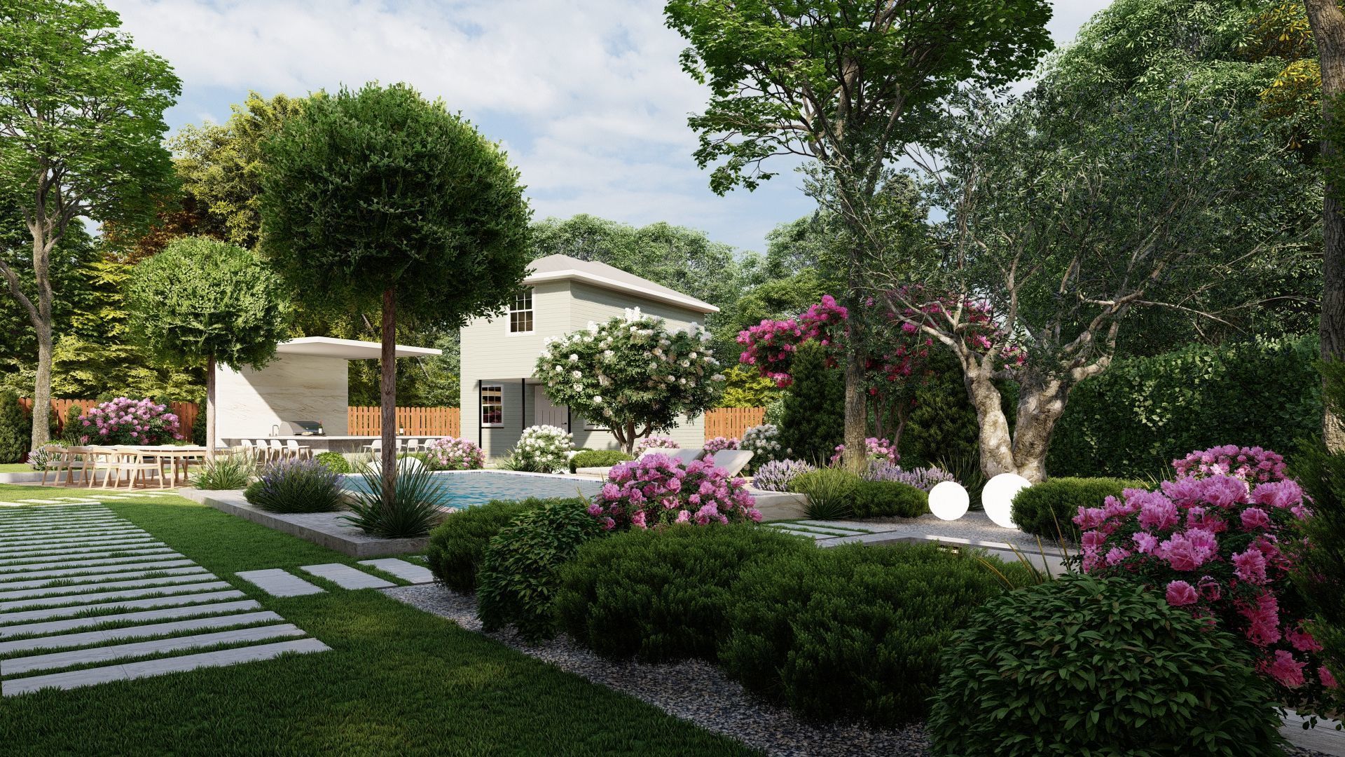 3D Exterior Scene 3D model design garden and landscape 3D 3D model_2