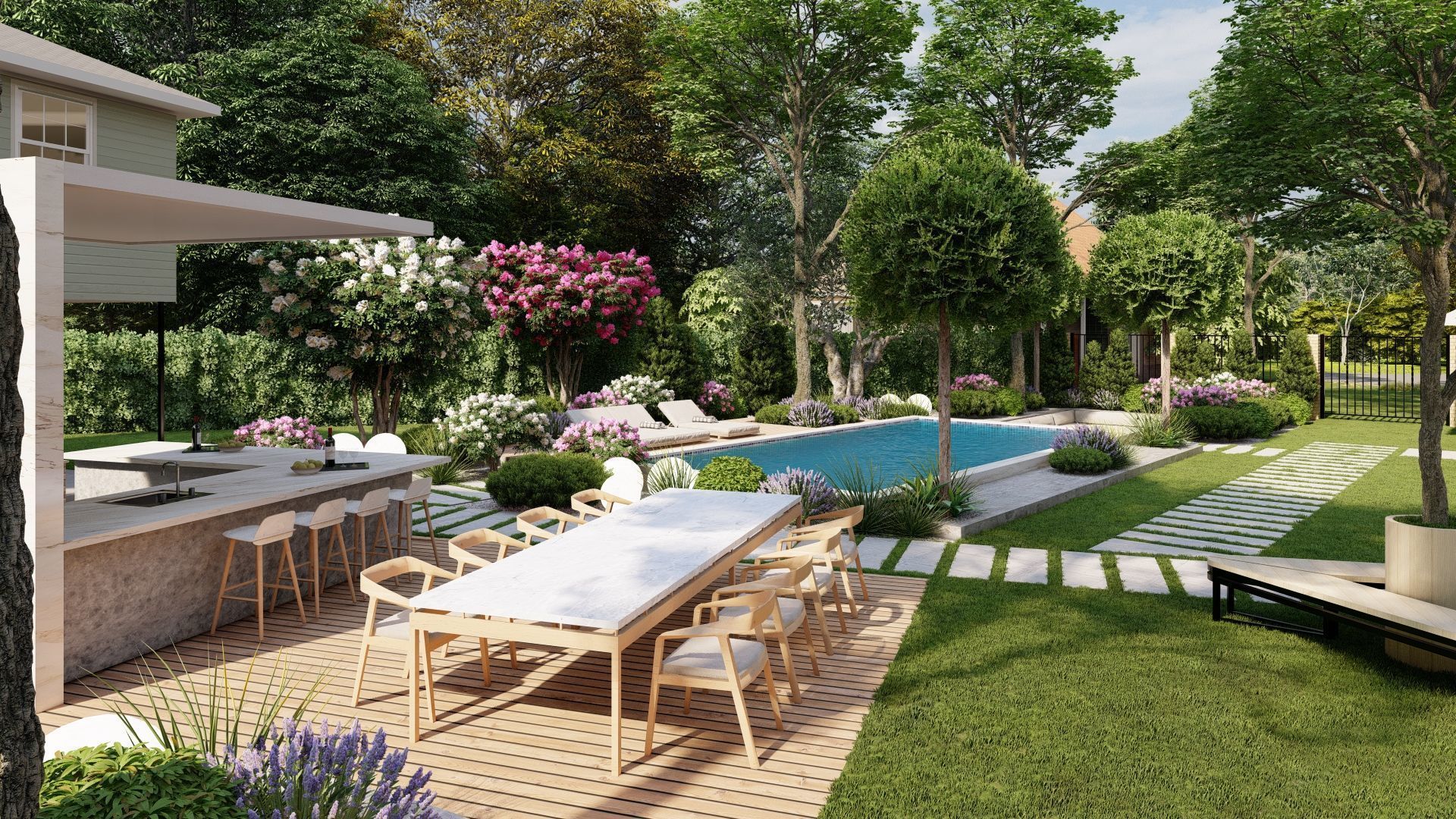 3D Exterior Scene 3D model design garden and landscape 3D 3D model_4