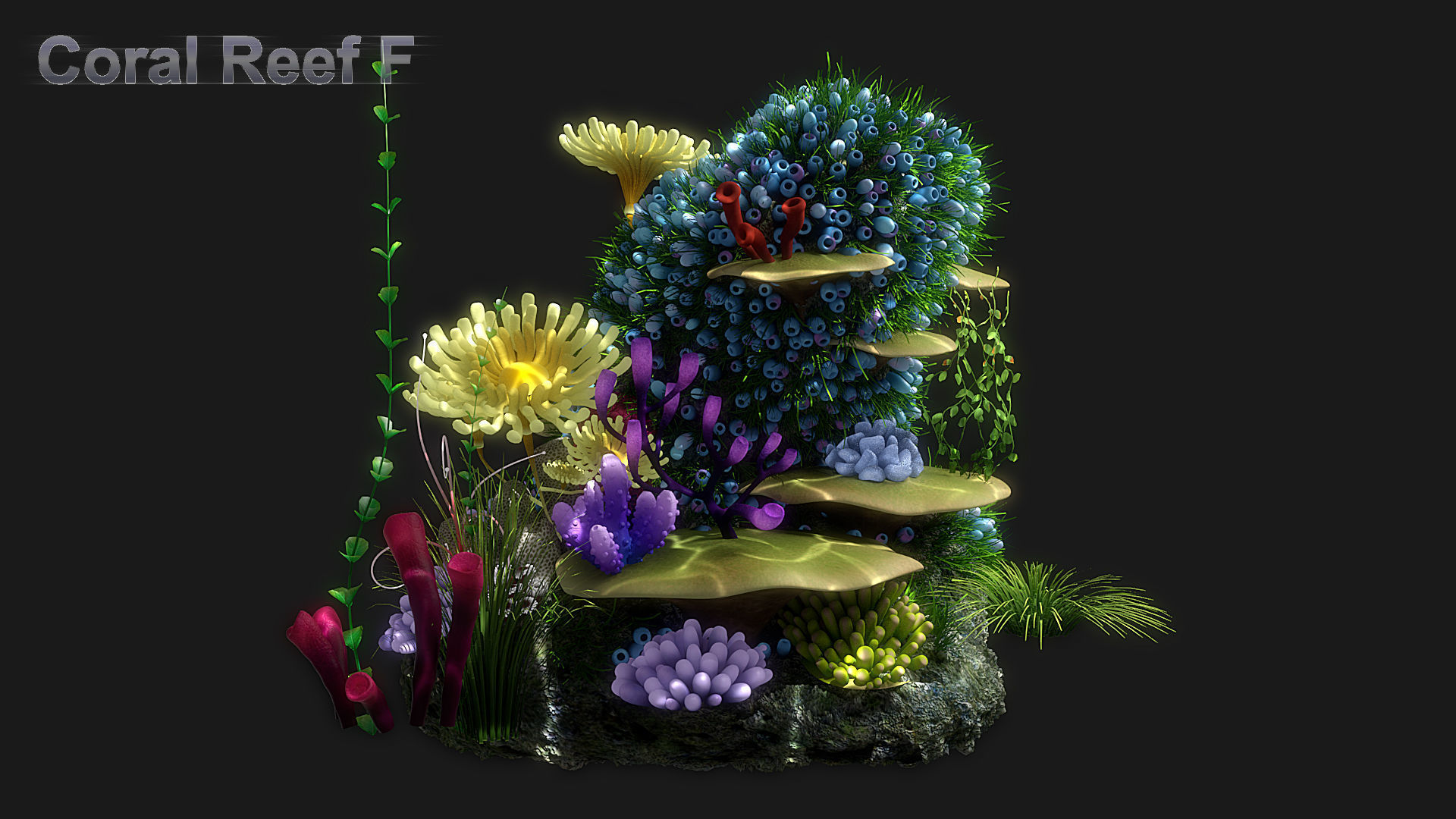 Cartoon Underwater Ship Scene 3D model_9