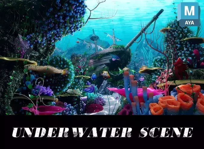 Cartoon Underwater Ship Scene 3D model