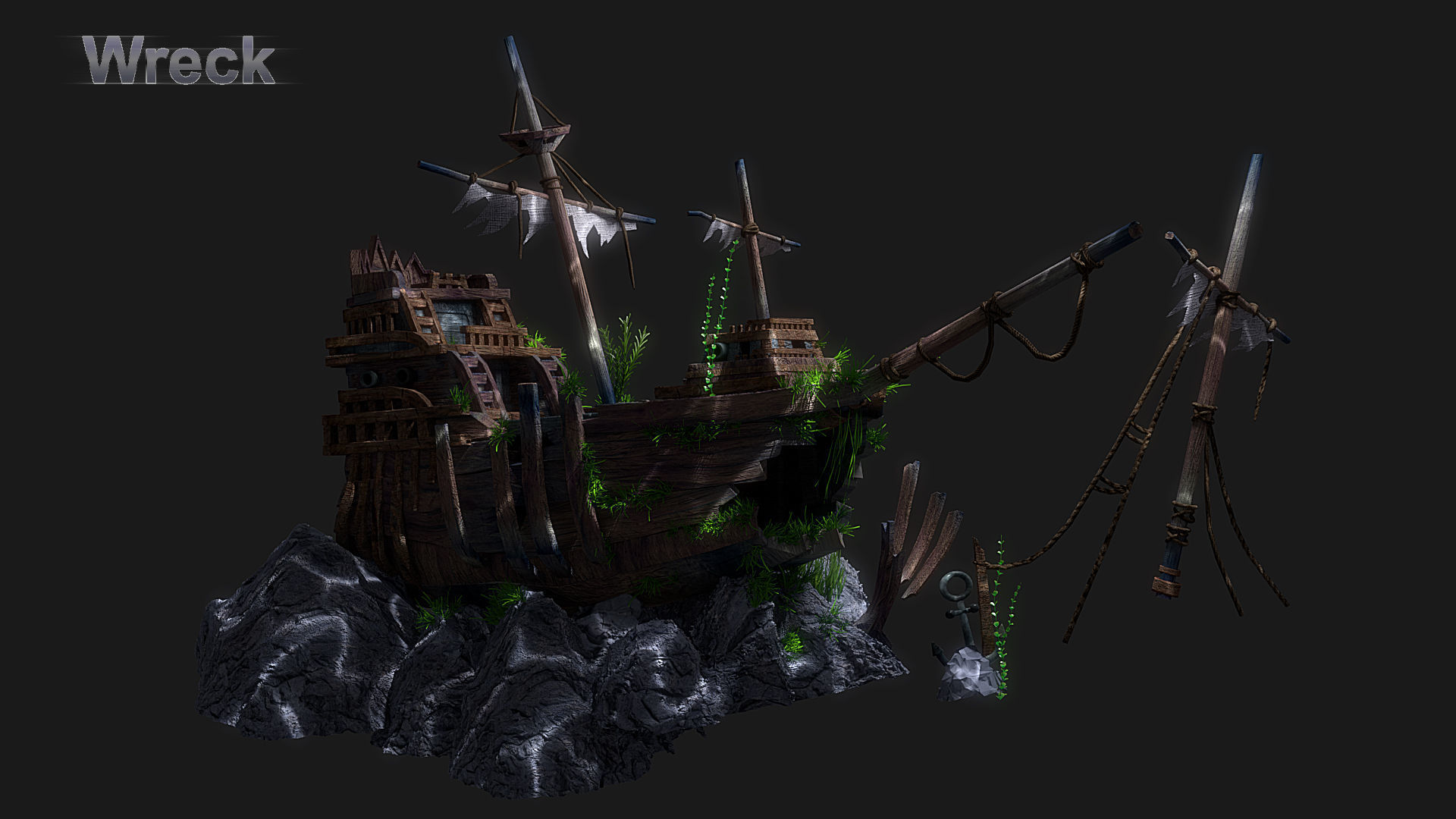 Cartoon Underwater Ship Scene 3D model_16