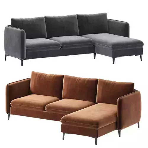 L Shape Straight Reversible Horizontal Sofa 3D model