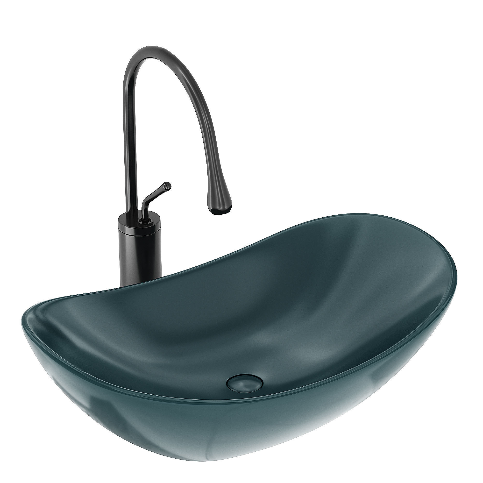 Modern Vessel Lavatory Sink Oval Porcelain with Faucet Vessel  3D model_2