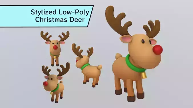 Stylized Low-Poly Christmas Rudolph the Reindeer Low-poly 3D model