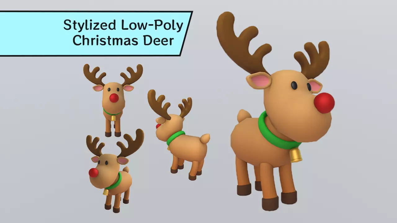 Stylized Low-Poly Christmas Rudolph the Reindeer Low-poly 3D model_0