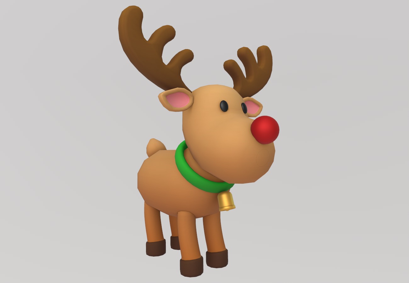 Stylized Low-Poly Christmas Rudolph the Reindeer Low-poly 3D model_2