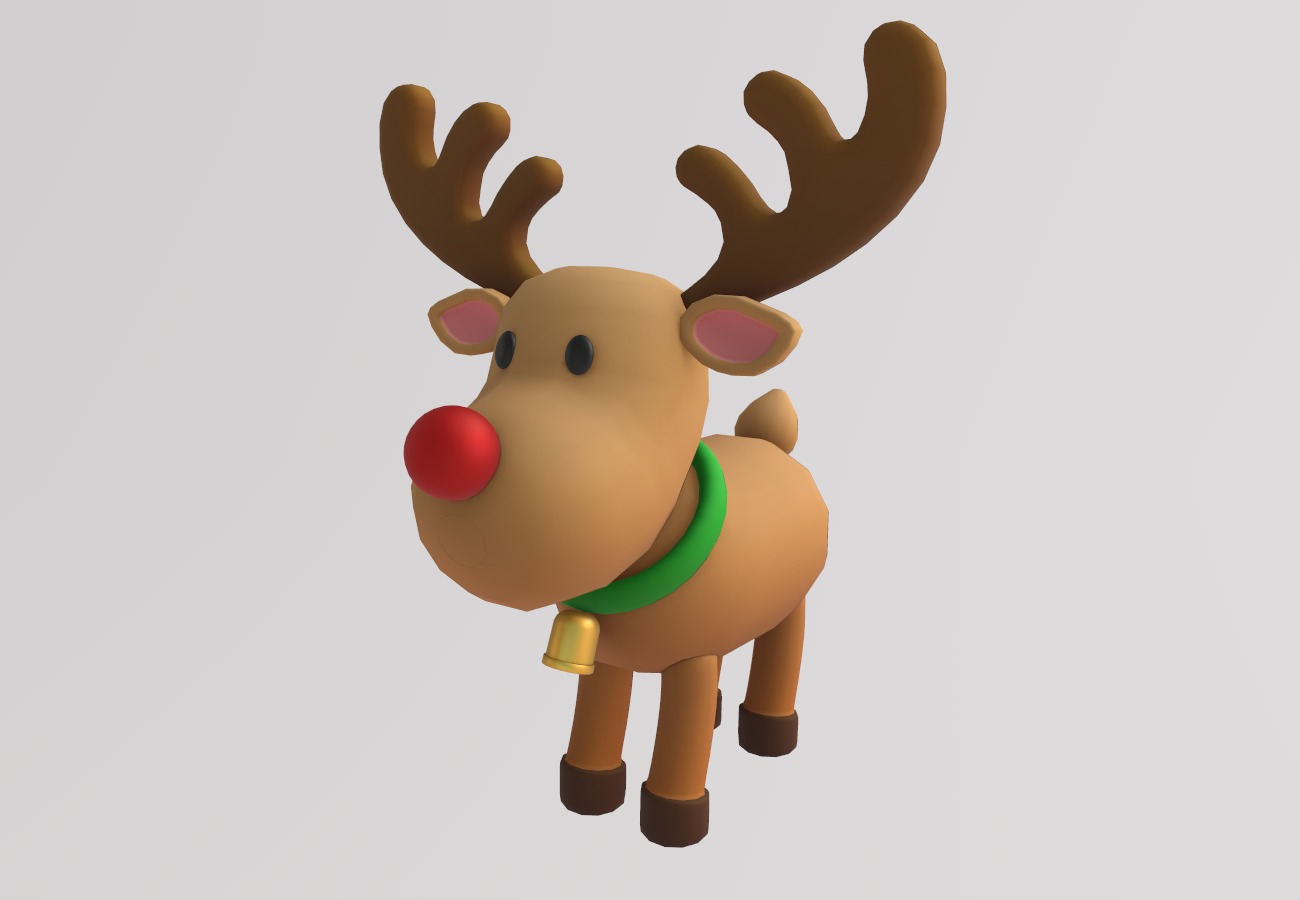 Stylized Low-Poly Christmas Rudolph the Reindeer Low-poly 3D model_4