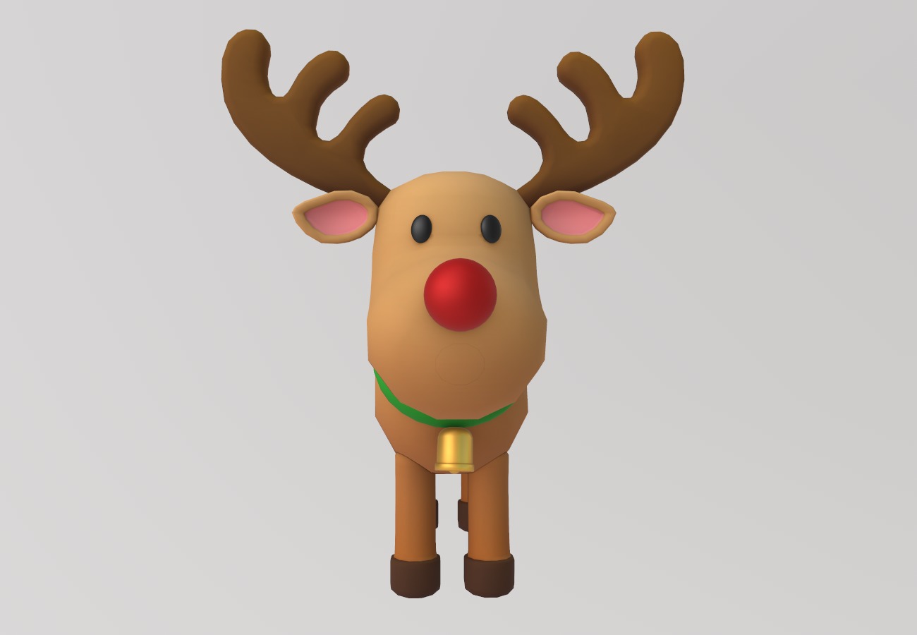 Stylized Low-Poly Christmas Rudolph the Reindeer Low-poly 3D model_3