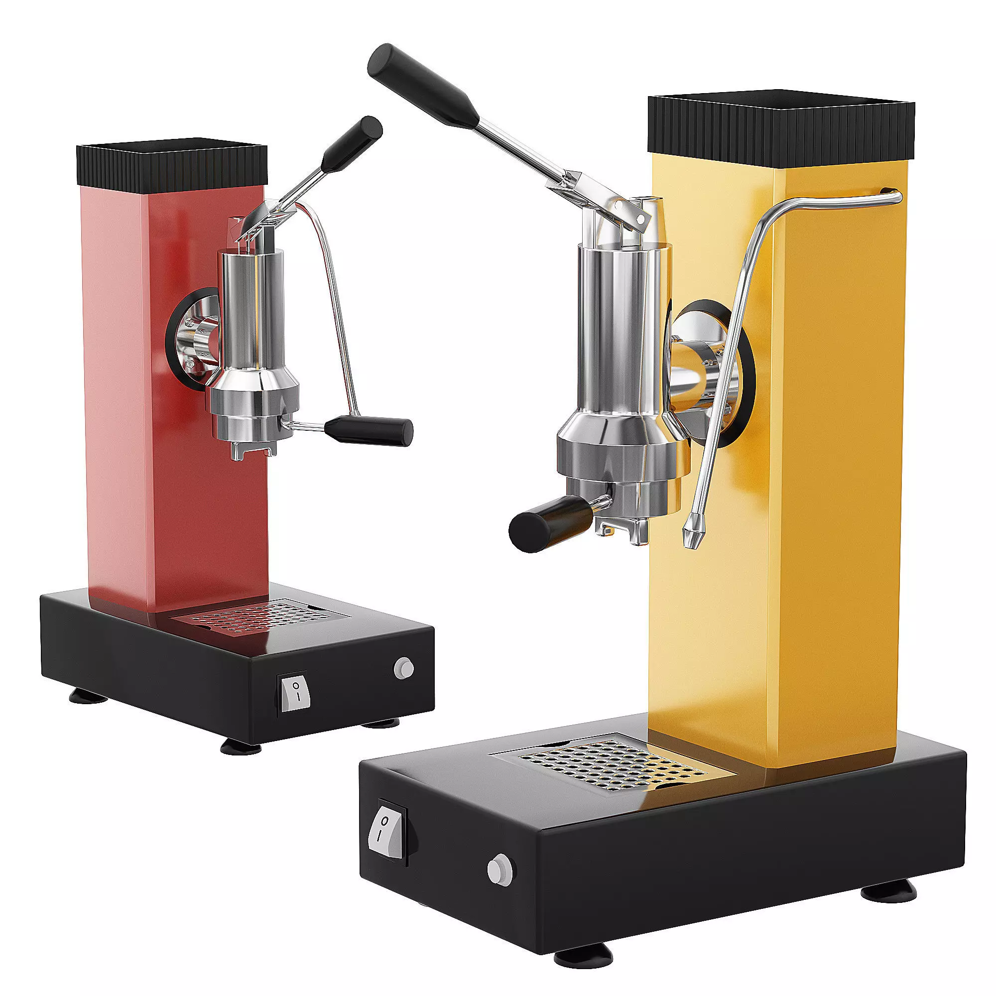 Pontevecchio Export Handle Espresso Machine Yellow 3D model