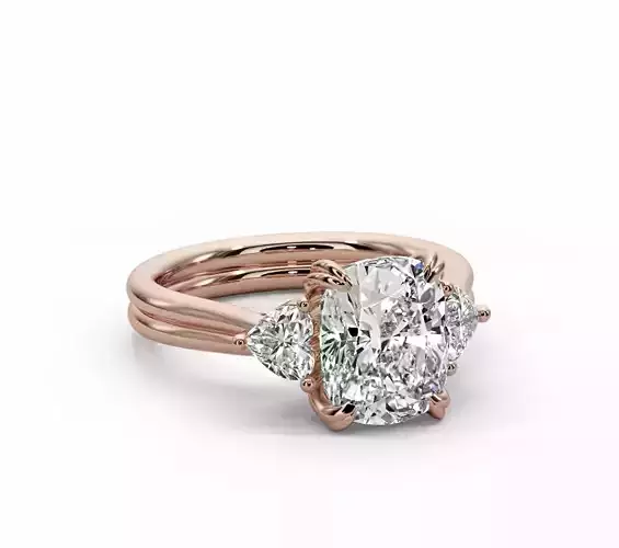 Cushion cut threestone engagement ring