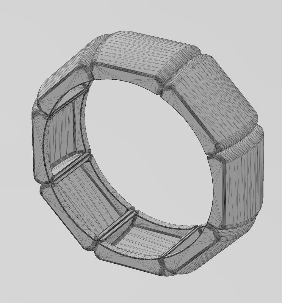 Segmented dome 8 facetes ring US sizes 7to12 3D print model_13