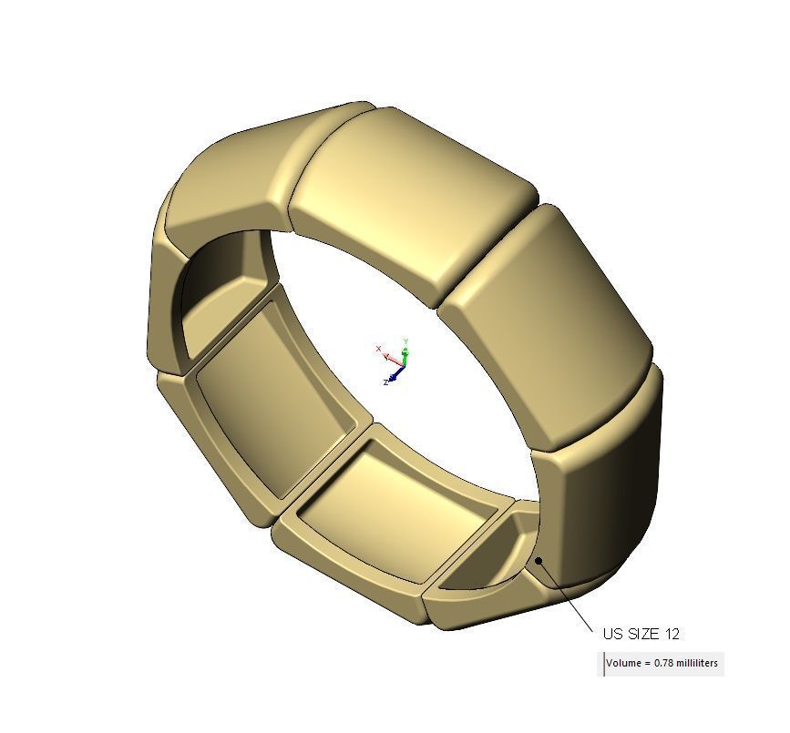 Segmented dome 8 facetes ring US sizes 7to12 3D print model_15