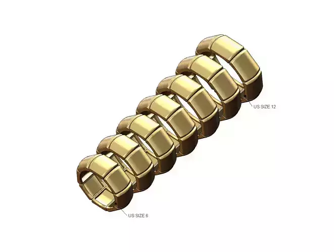 Segmented dome 8 facetes ring US sizes 7to12