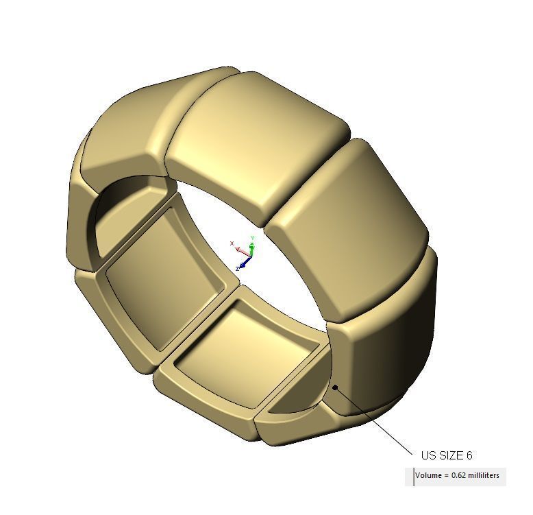 Segmented dome 8 facetes ring US sizes 7to12 3D print model_14