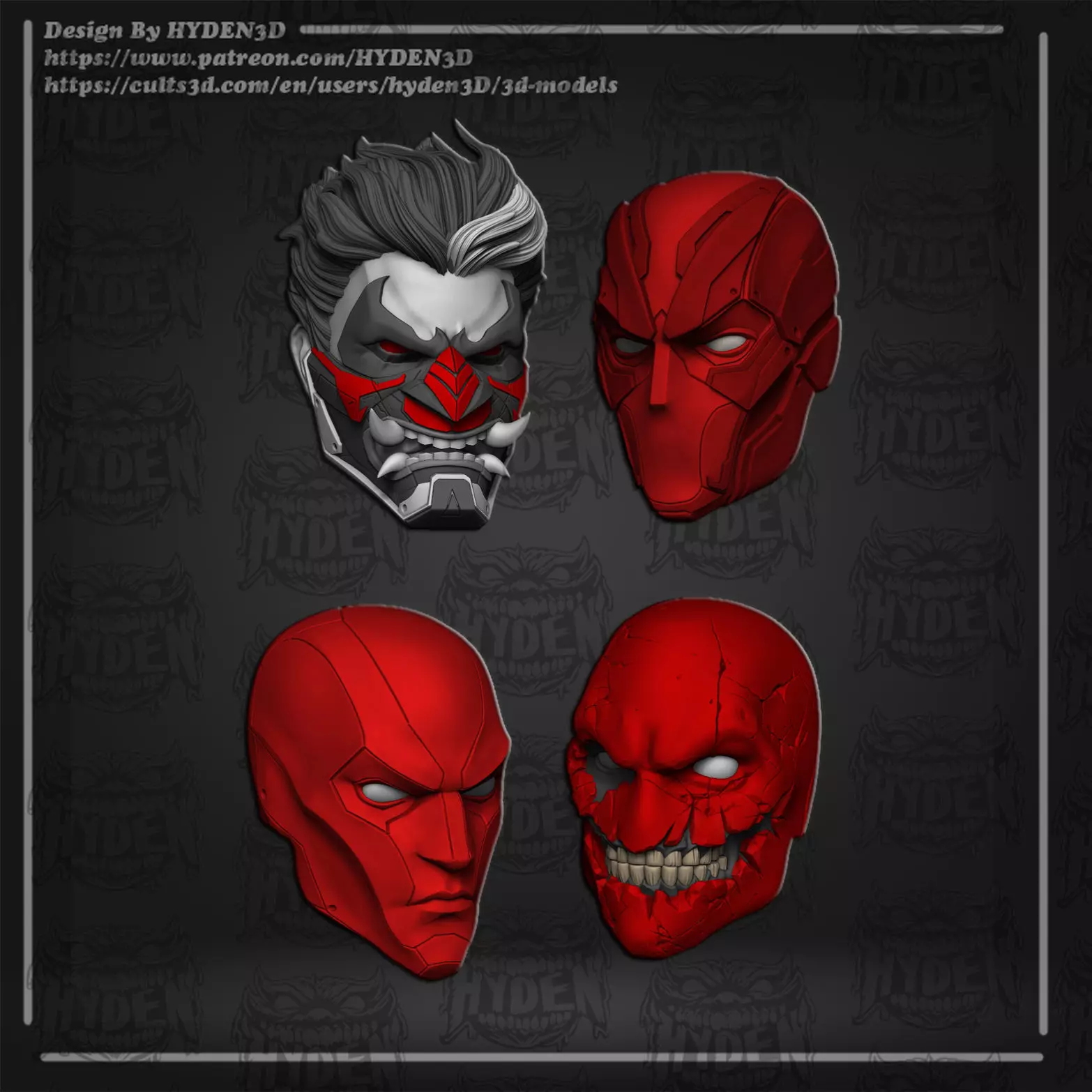 redhood armor and heads 3D print model_0