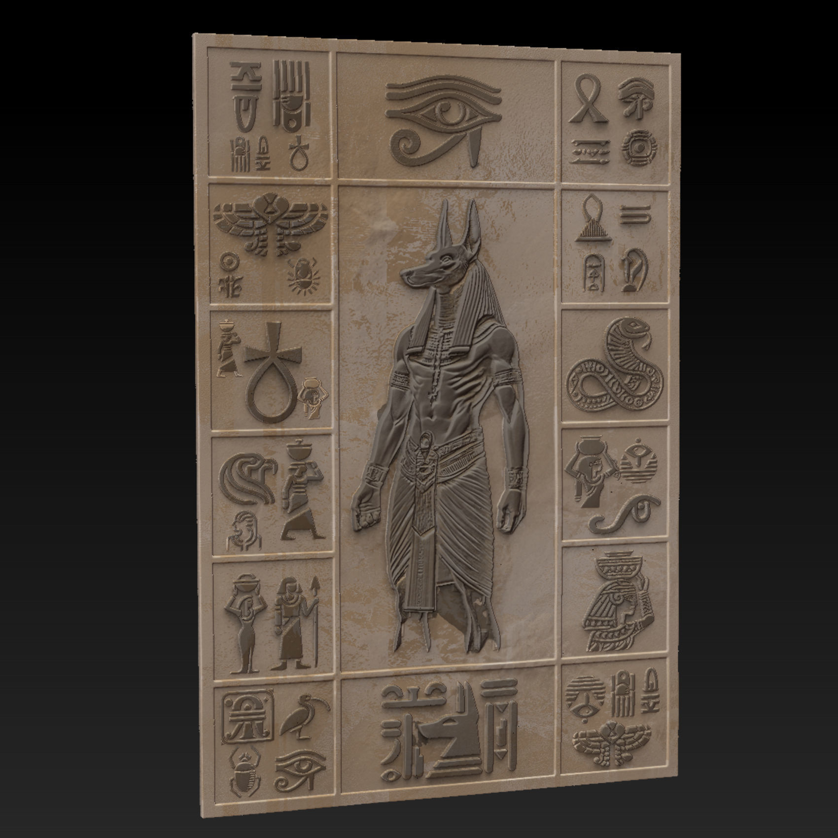 Wall Decoration Plate with Ancient Egyptian Motifs 120x80cm 3D print model_7