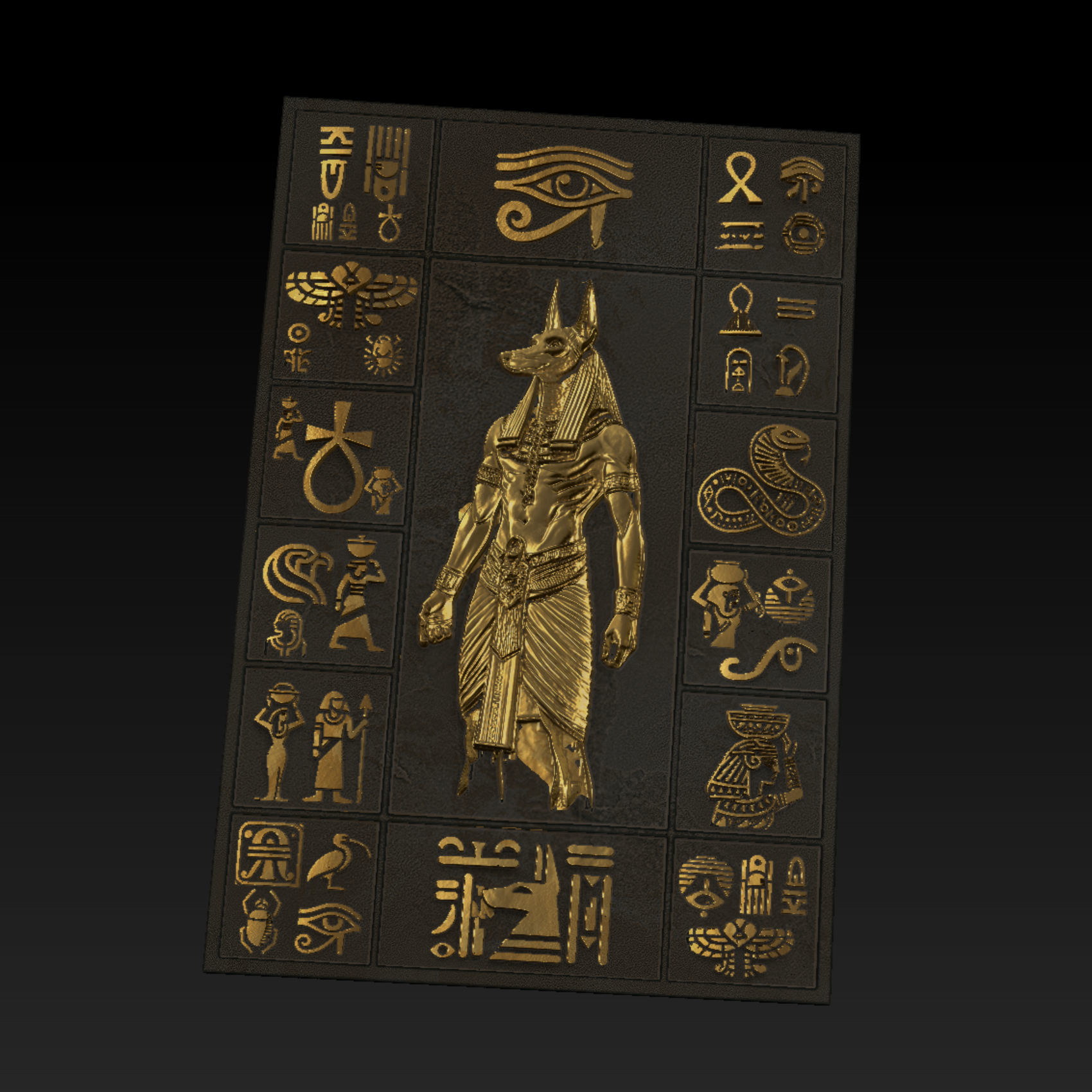 Wall Decoration Plate with Ancient Egyptian Motifs 120x80cm 3D print model_11