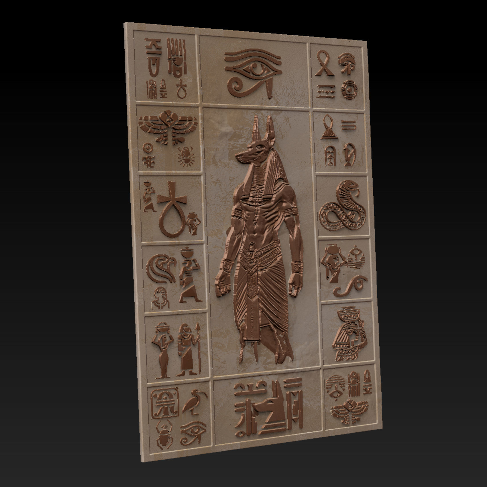 Wall Decoration Plate with Ancient Egyptian Motifs 120x80cm 3D print model_9