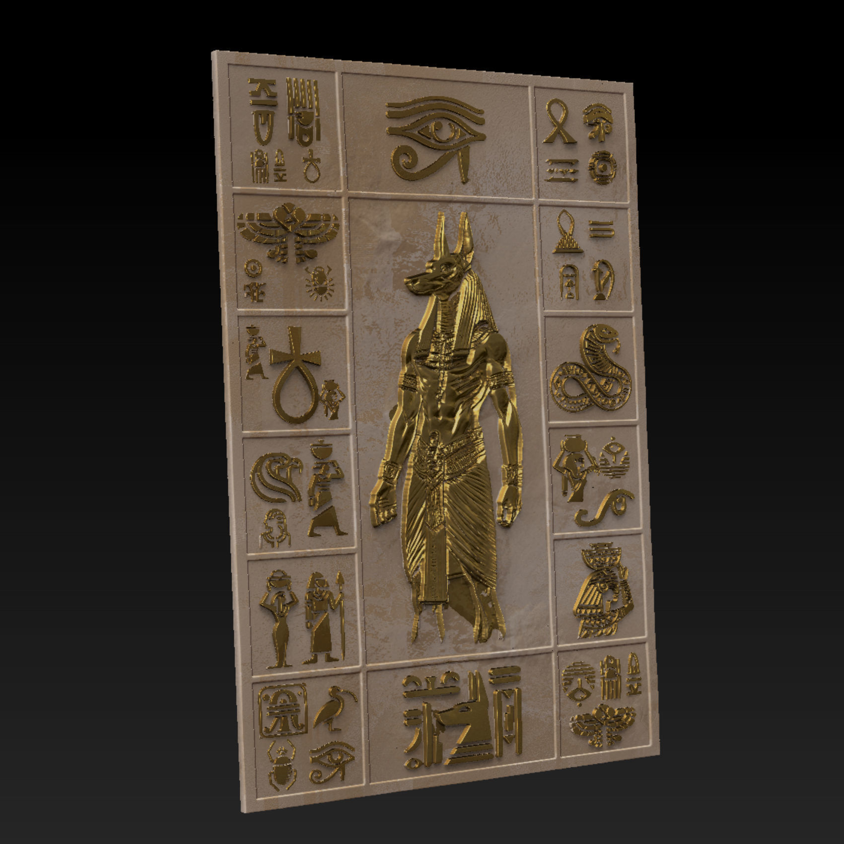 Wall Decoration Plate with Ancient Egyptian Motifs 120x80cm 3D print model_8