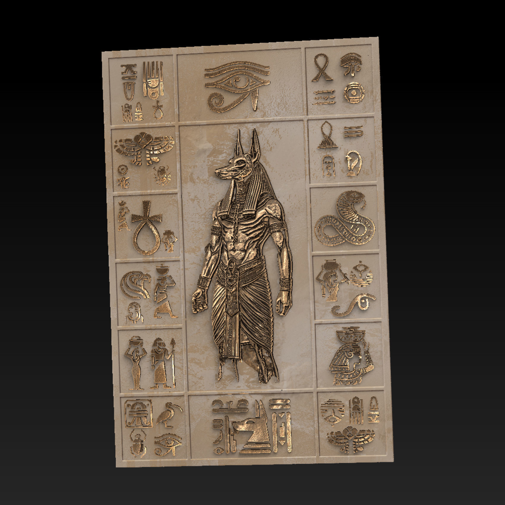 Wall Decoration Plate with Ancient Egyptian Motifs 120x80cm 3D print model_10