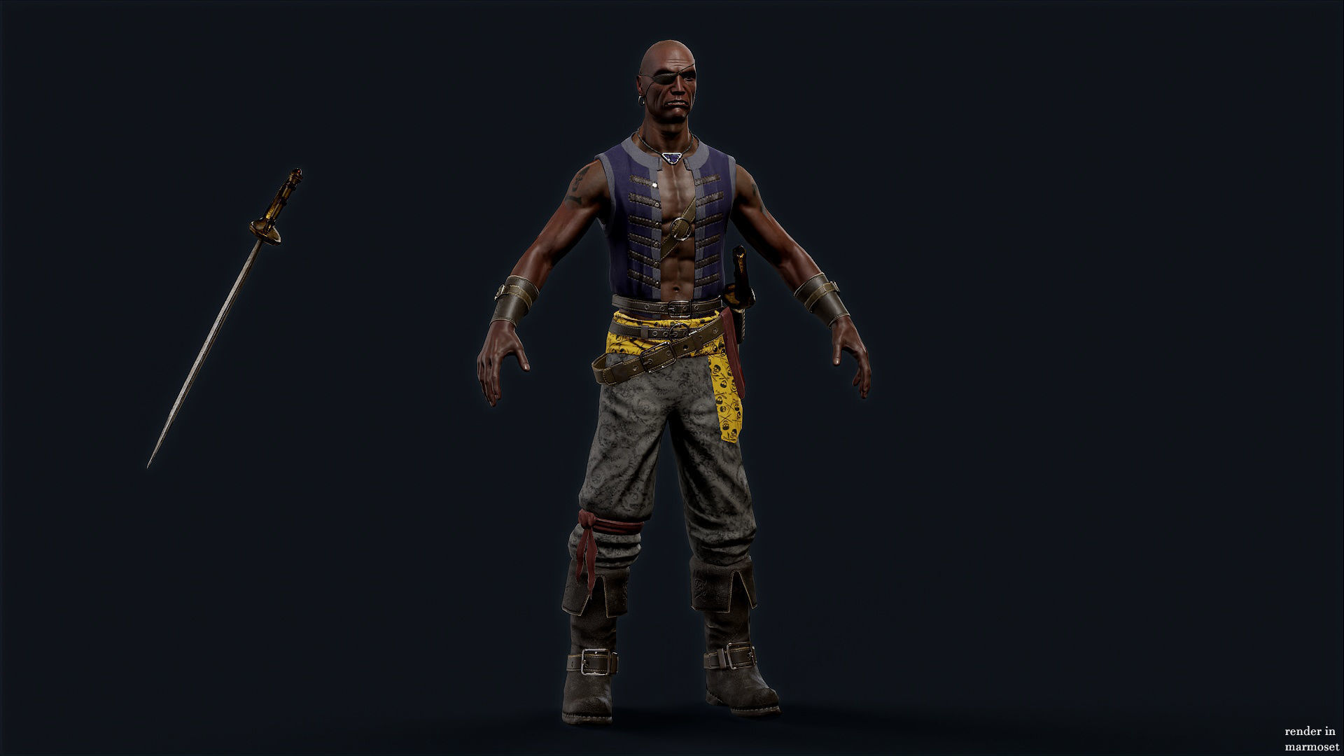 PIRATE R4 Low-poly 3D model_11