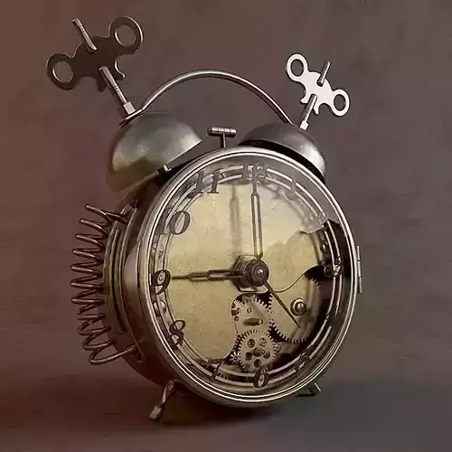 Vintage Steampunk Alarm Clock 3D Model