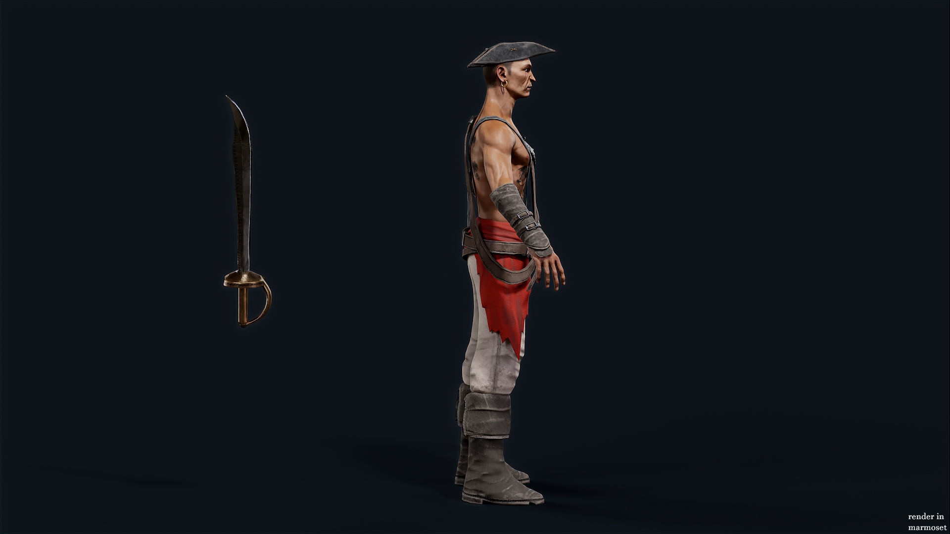 PIRATE R1 Low-poly 3D model_9