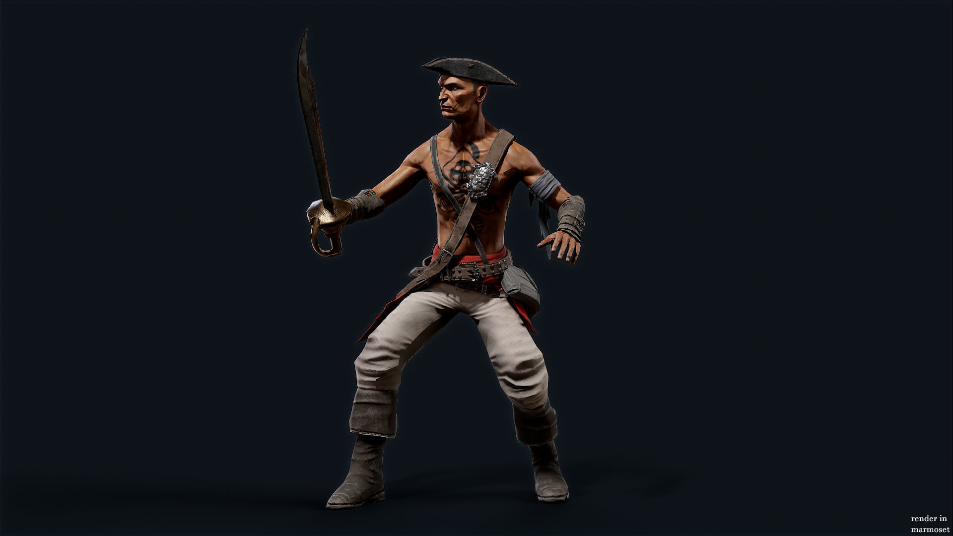 PIRATE R1 Low-poly 3D model_6