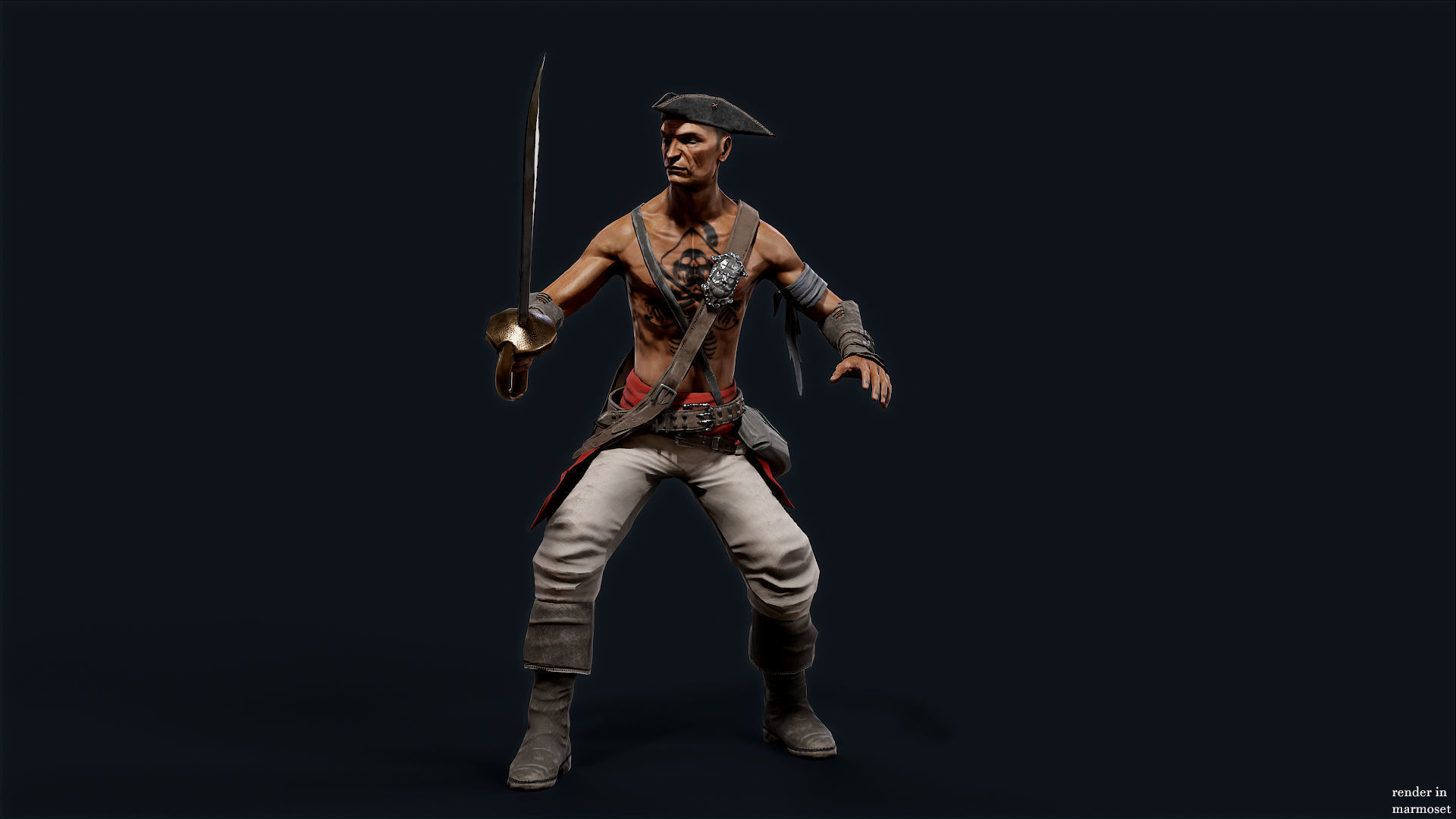 PIRATE R1 Low-poly 3D model_5