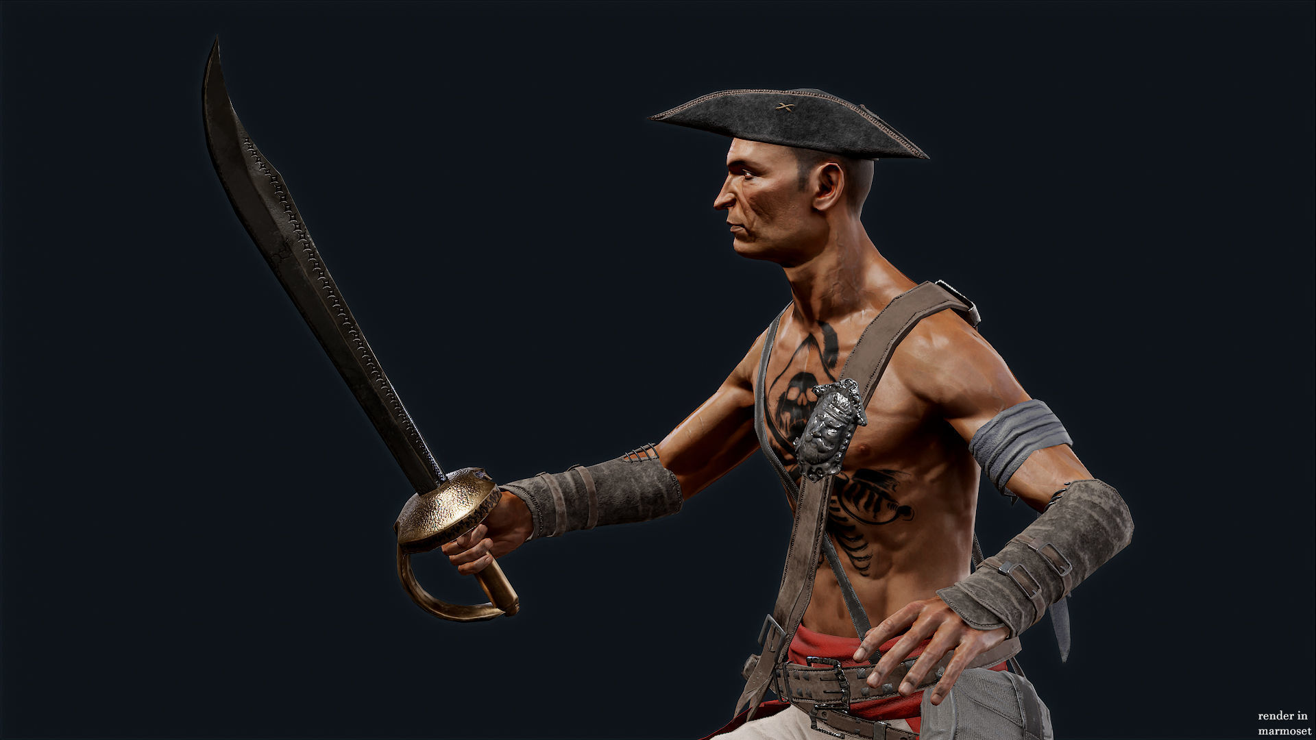 PIRATE R1 Low-poly 3D model_4