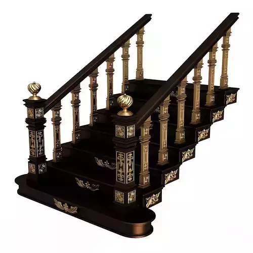 Carved Stair 02 Black Low-poly 3D model