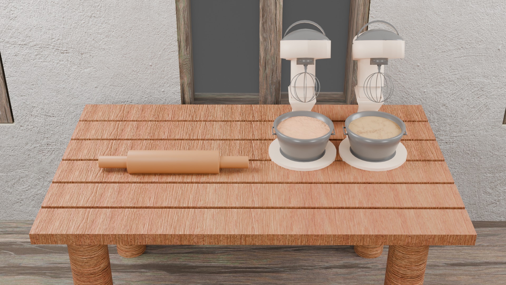 Rustic Bakery Interior and Exterior Environment 3D model_1