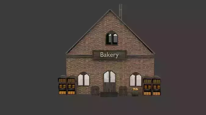 Rustic Bakery Interior and Exterior Environment 3D model