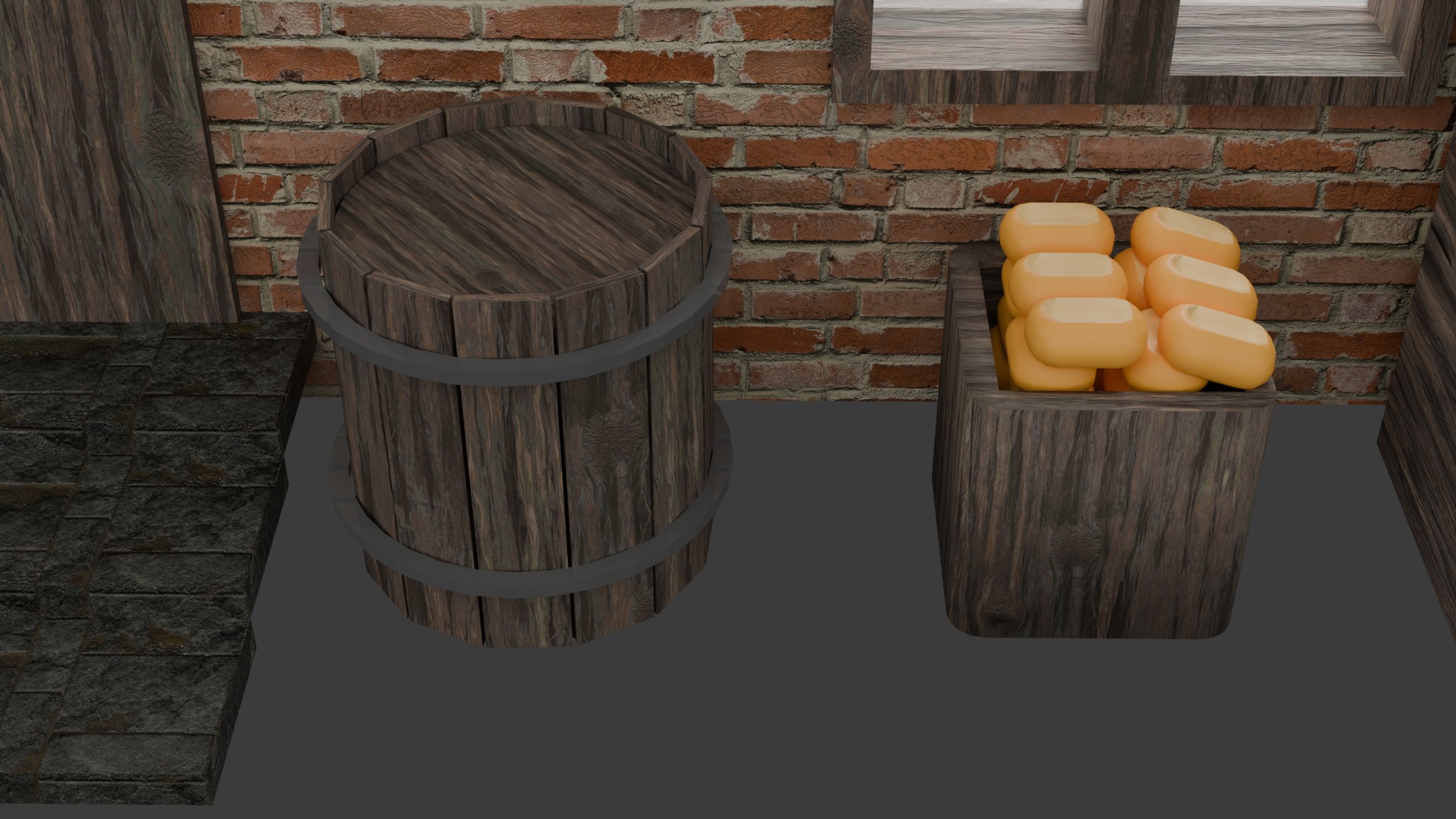 Rustic Bakery Interior and Exterior Environment 3D model_6