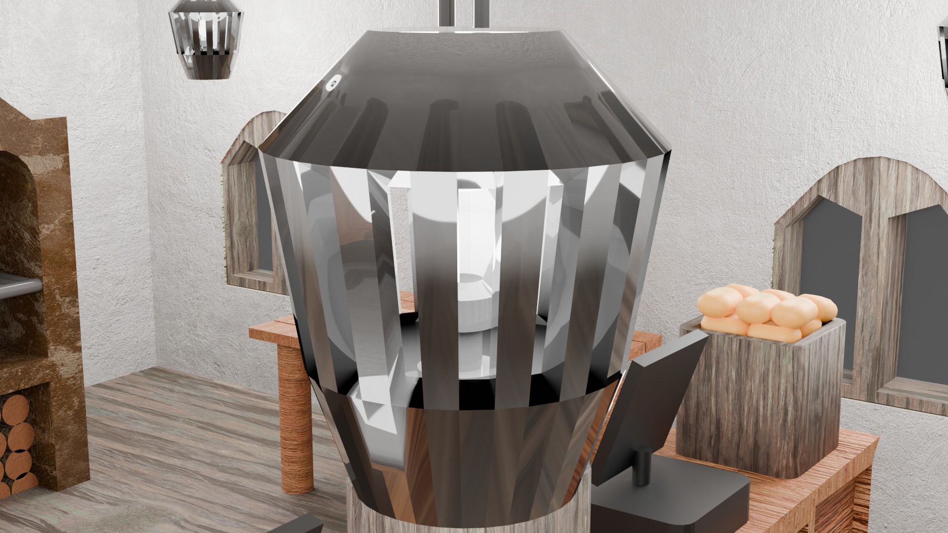 Rustic Bakery Interior and Exterior Environment 3D model_8