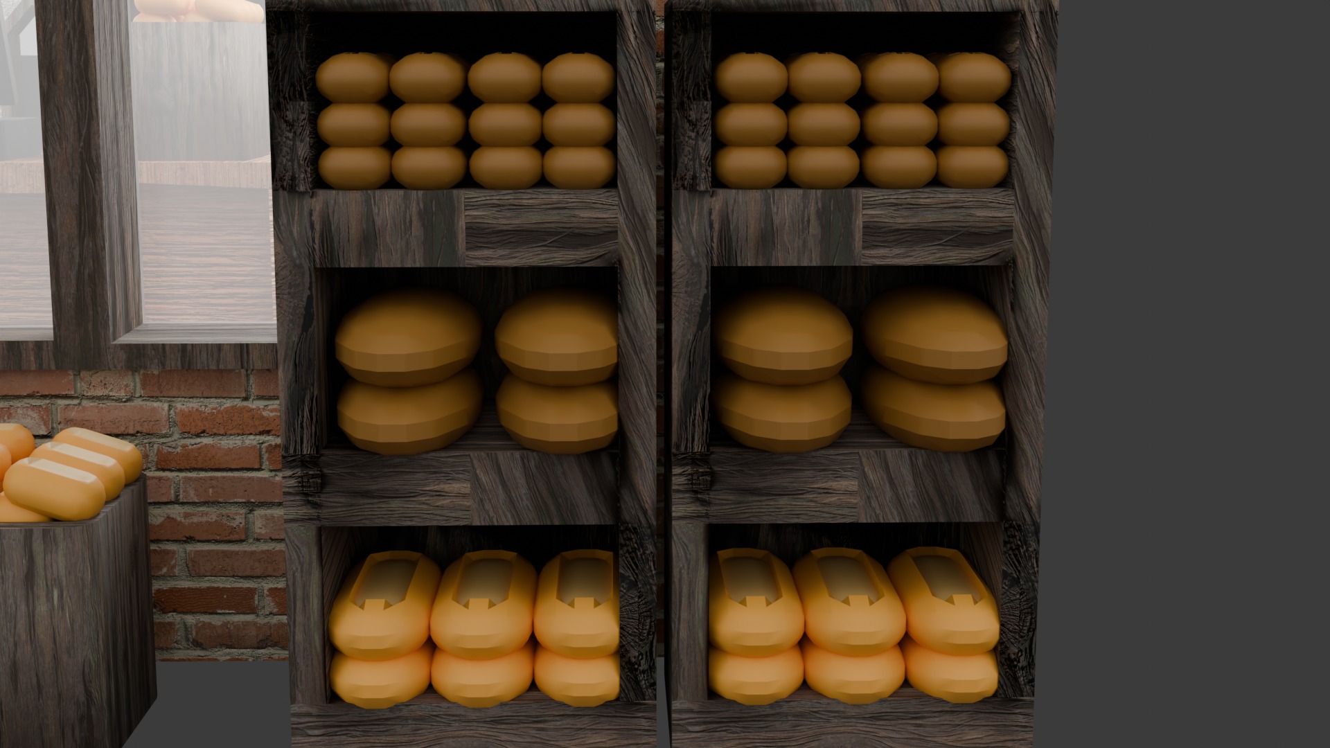 Rustic Bakery Interior and Exterior Environment 3D model_2