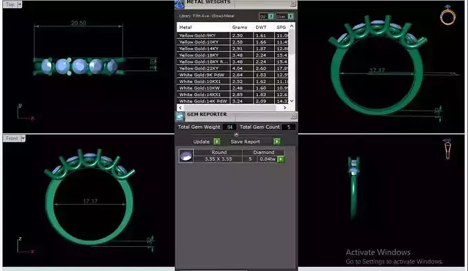 5 stones ring wedding band