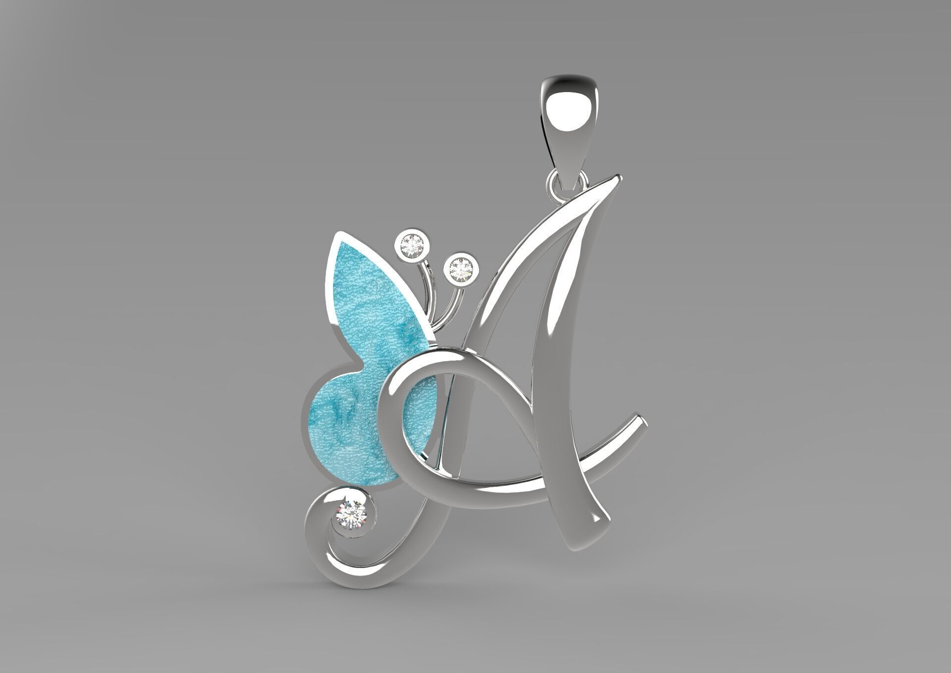 letter A STL 3D pendant jp0049 3D print model_22