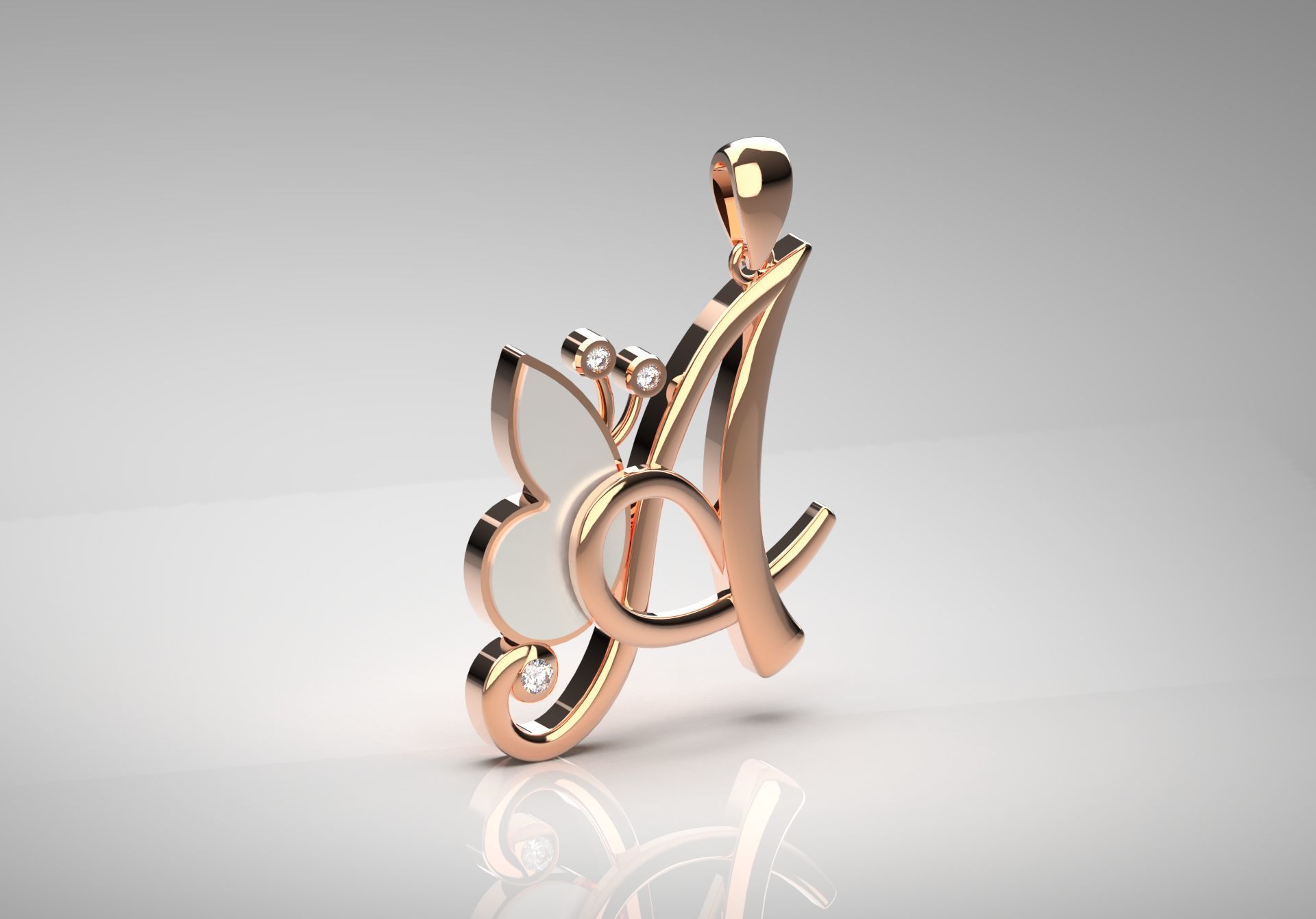 letter A STL 3D pendant jp0049 3D print model_7