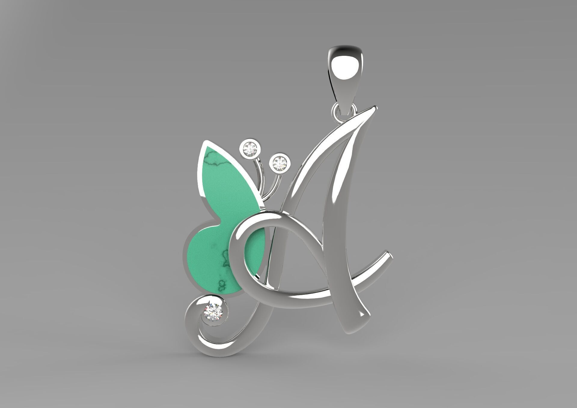 letter A STL 3D pendant jp0049 3D print model_21