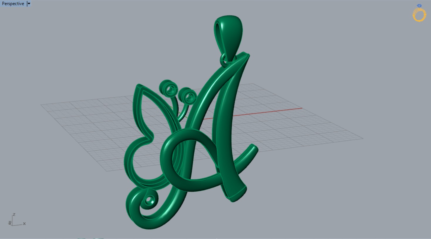 letter A STL 3D pendant jp0049 3D print model_3